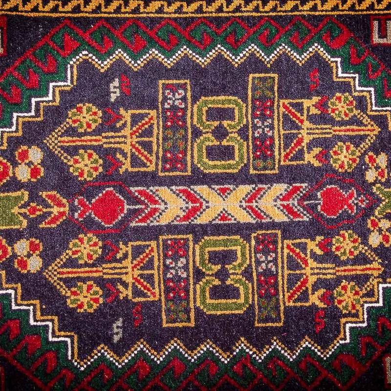 Afghan Teppich 92x145cm - Orientteppich - blau