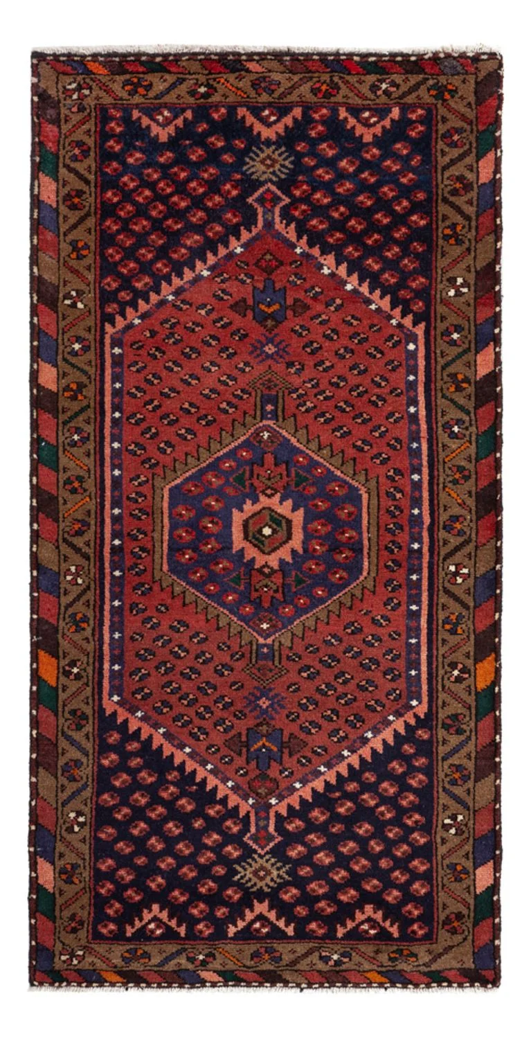 Hamadan Teppich 74x153cm - Perserteppich - dunkelrot