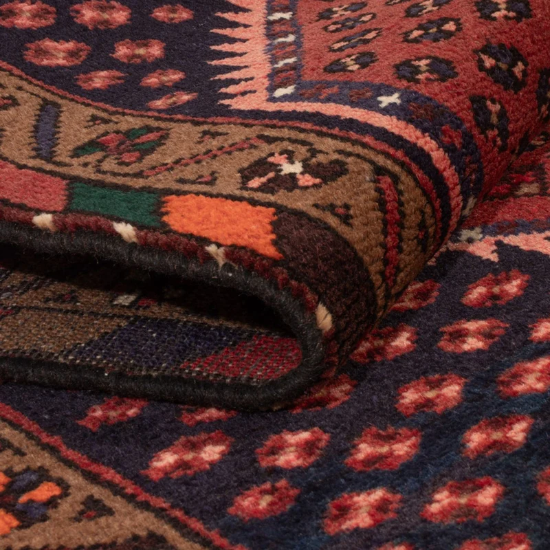 Hamadan Teppich 74x153cm - Perserteppich - dunkelrot