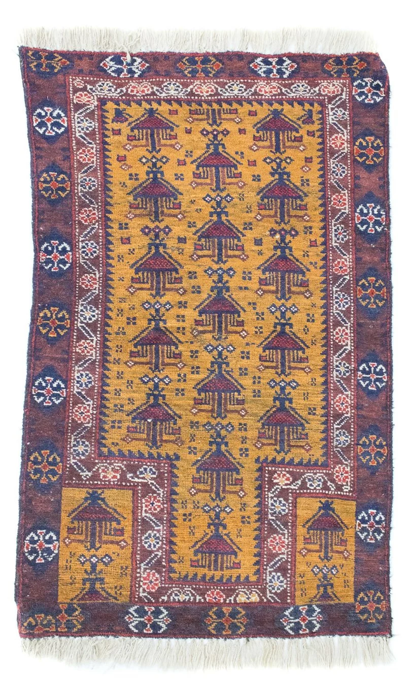 Belutsch Teppich 74x131cm - Orientteppich - gelb