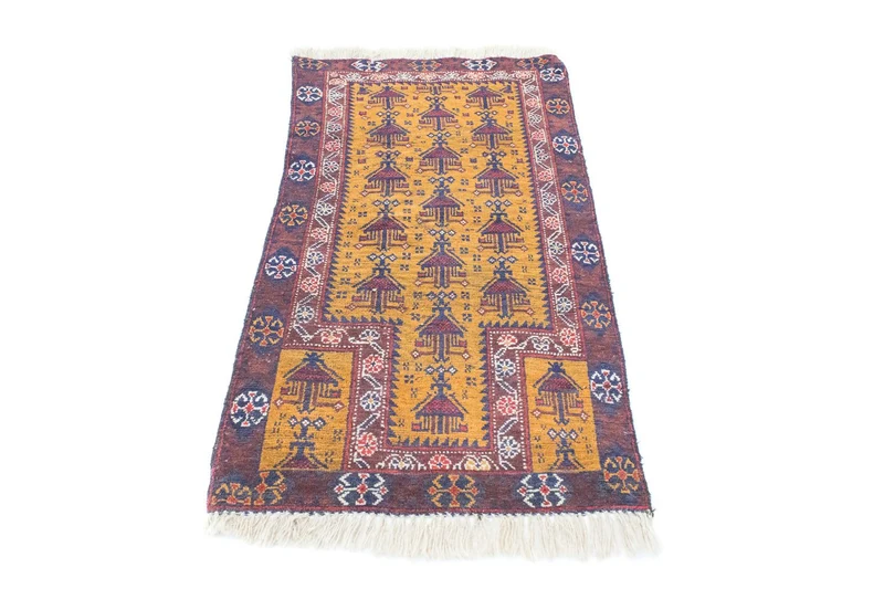 Belutsch Teppich 74x131cm - Orientteppich - gelb