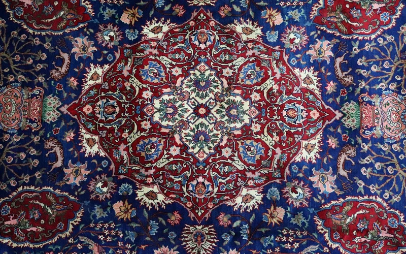Täbriz Teppich 344x457cm - Perserteppich - blau