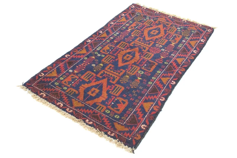 Belutsch Teppich 81x135cm - Orientteppich - blau