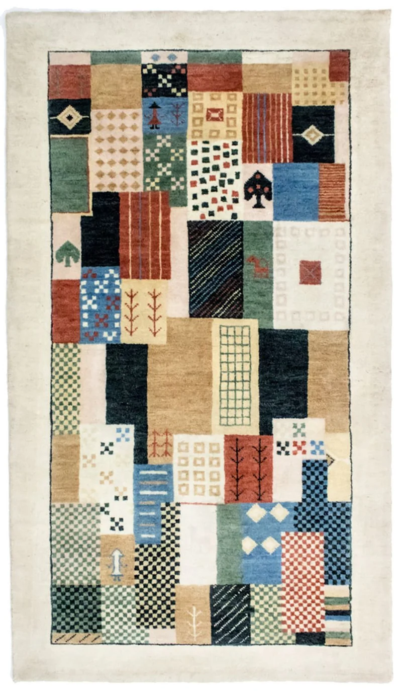 Loribaft Teppich Perser 95x165cm - Wollteppich - bunt