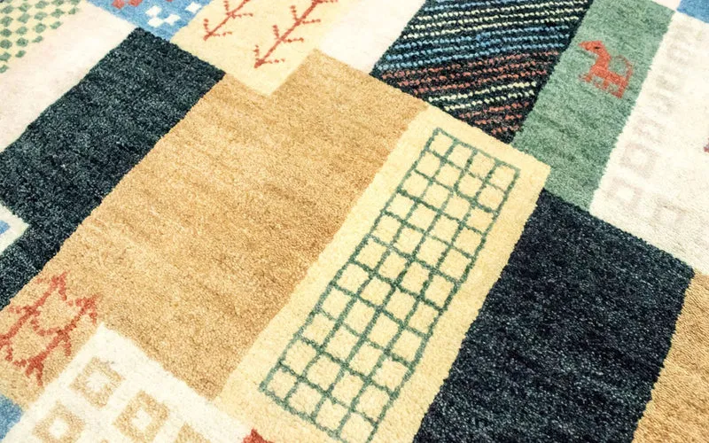 Loribaft Teppich Perser 95x165cm - Wollteppich - bunt