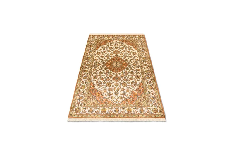 Kaschmir Seide Teppich 90x157cm - Orientteppich - beige