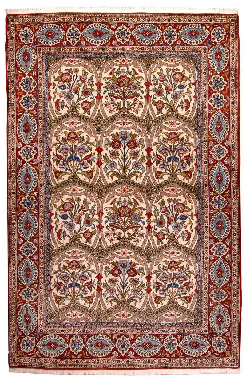 Ghom Teppich 141x215cm - Perserteppich - rot