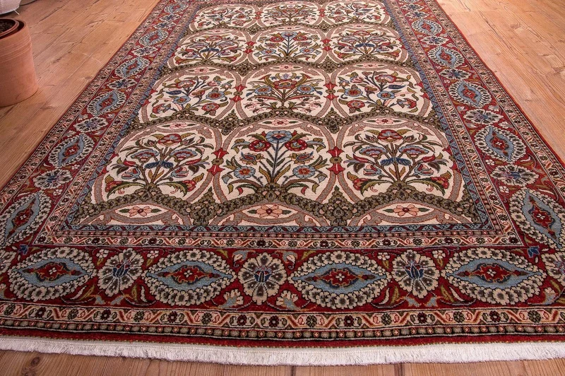 Ghom Teppich 141x215cm - Perserteppich - rot