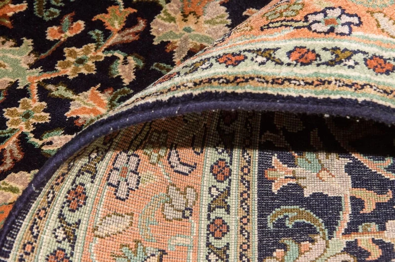 Kaschmir Seide Teppich 95x156cm - Orientteppich - dunkelblau