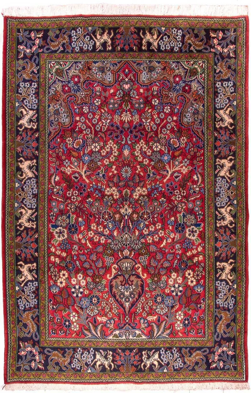 Ghom Teppich 140x200cm - Perserteppich - rot