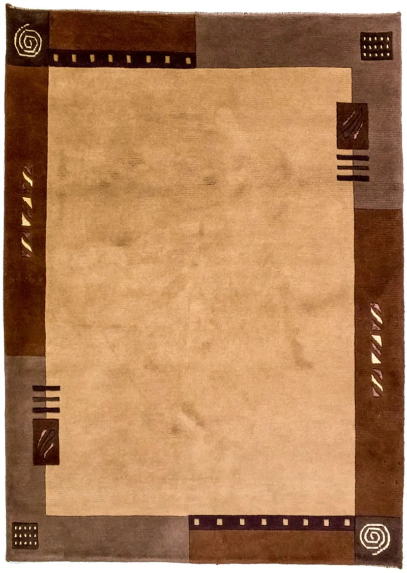 Nepal Teppich 148x191cm - Wollteppich - braun
