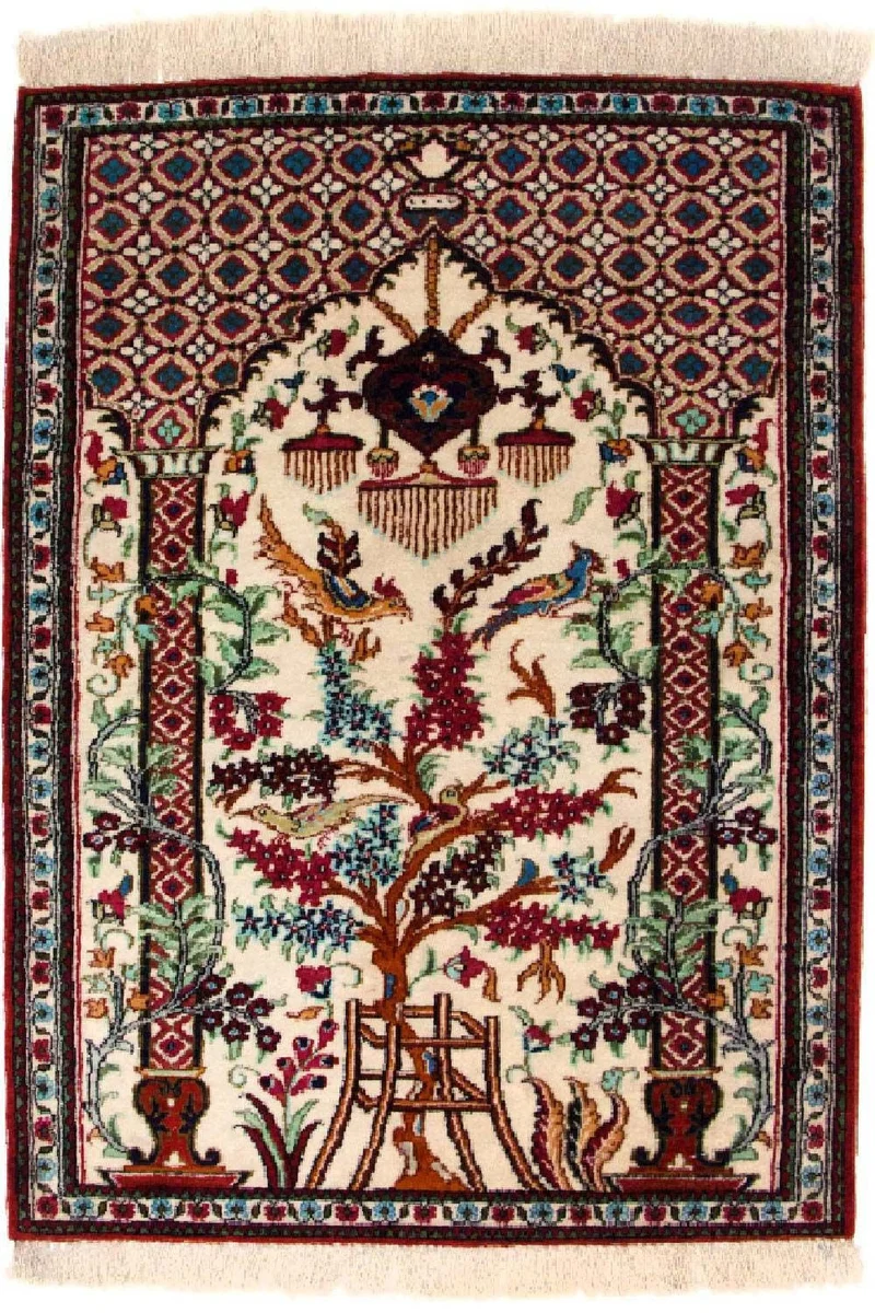 Ghom - Seide Teppich 57x77cm - Perserteppich - beige