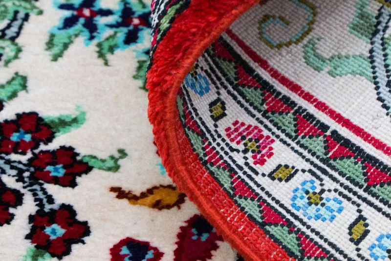 Ghom - Seide Teppich 57x77cm - Perserteppich - beige