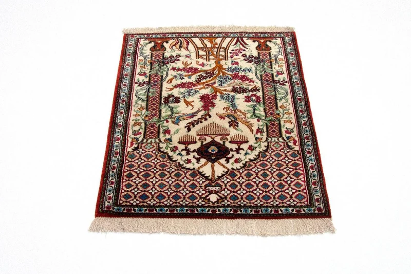 Ghom - Seide Teppich 57x77cm - Perserteppich - beige