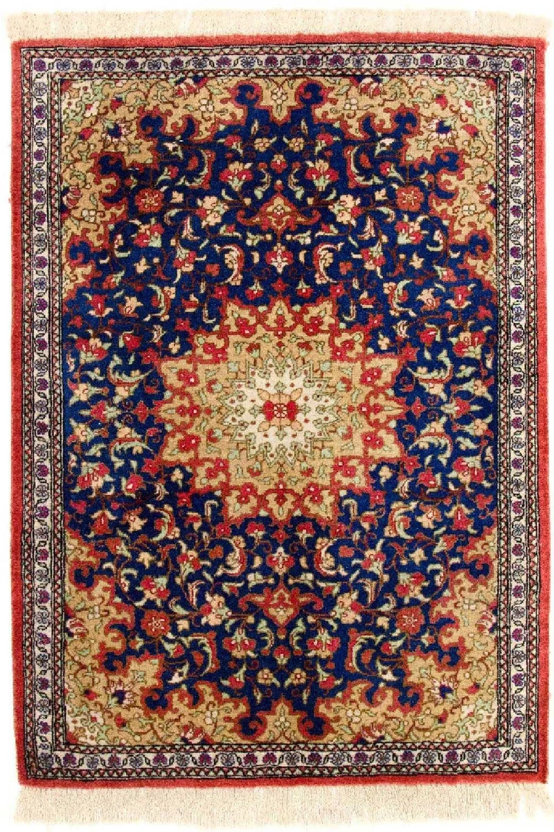 Ghom - Seide Teppich 56x75cm - Perserteppich - blau