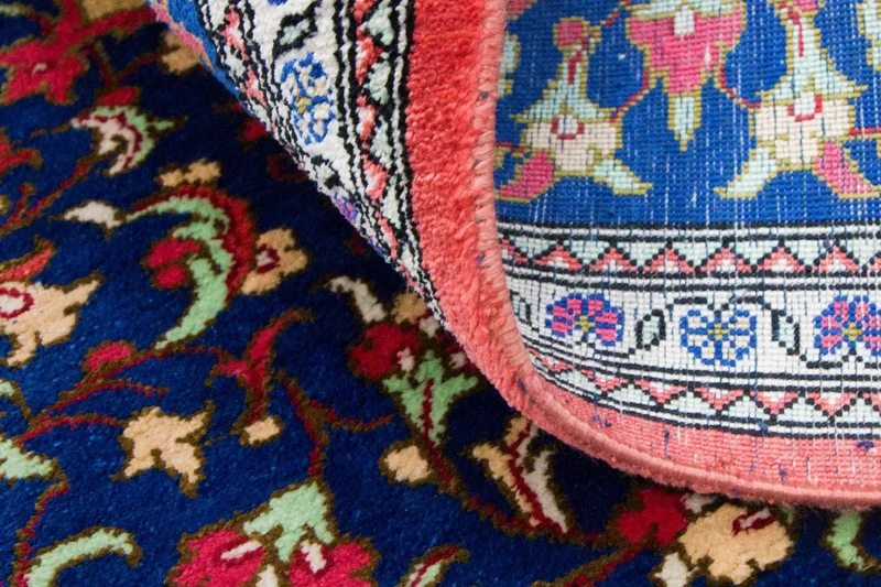 Ghom - Seide Teppich 56x75cm - Perserteppich - blau