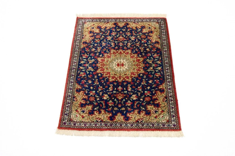Ghom - Seide Teppich 56x75cm - Perserteppich - blau