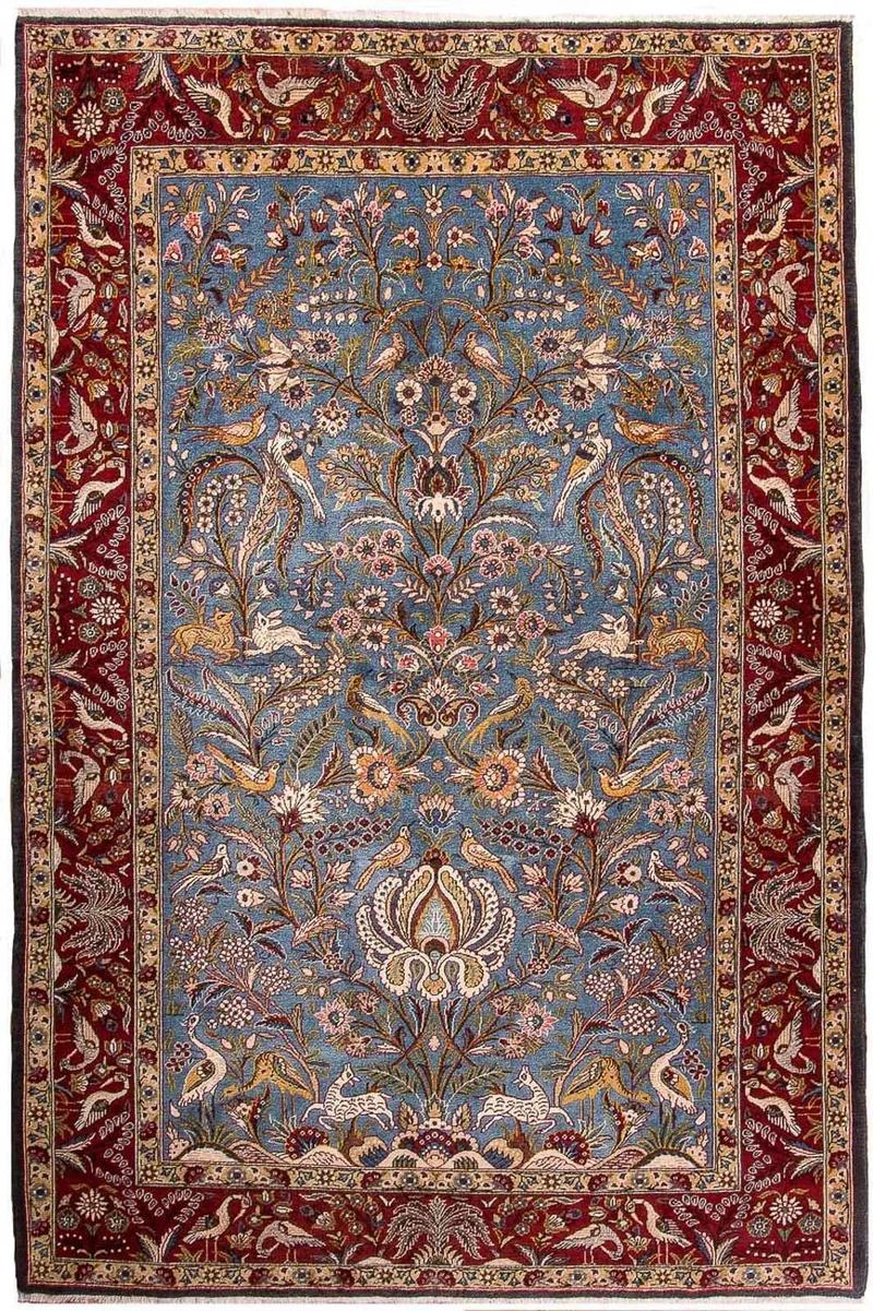 Ghom Teppich 137x207cm - Perserteppich - hellblau