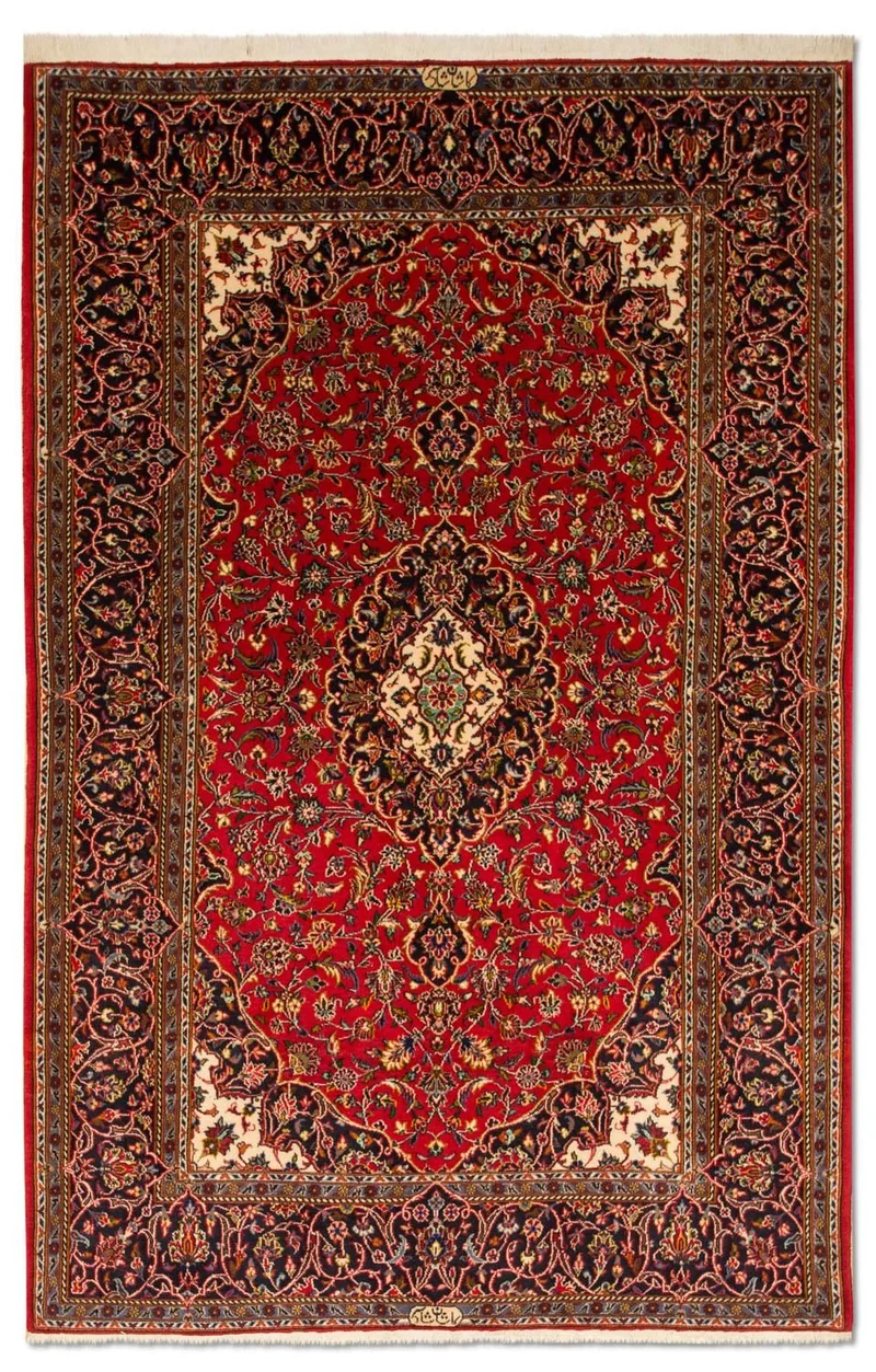 Keshan Teppich 141x216cm - Perserteppich - rot