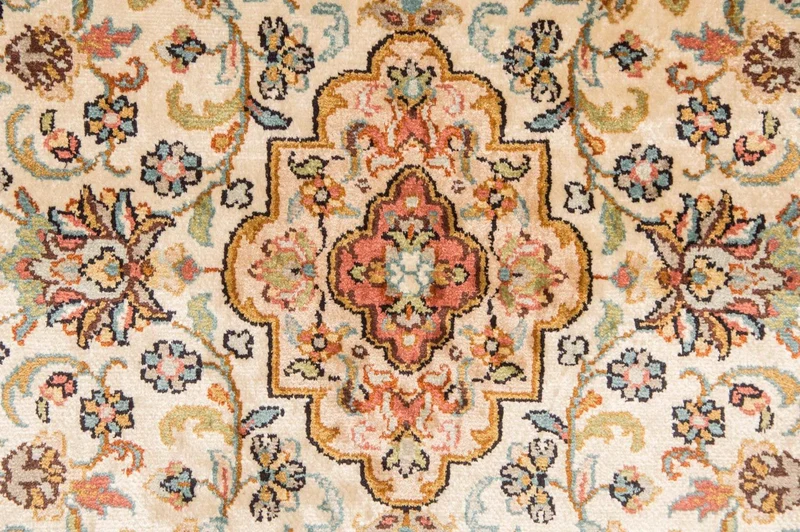 Kaschmir Seide Teppich 79x123cm - Orientteppich - beige