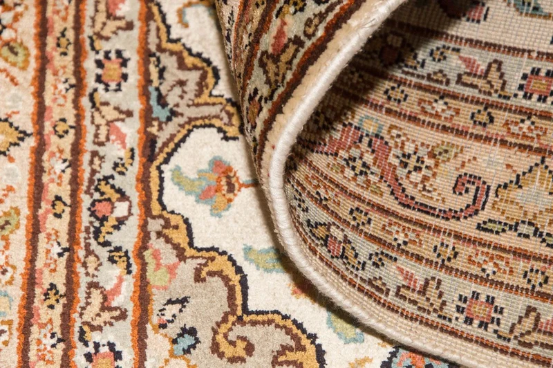 Kaschmir Seide Teppich 79x123cm - Orientteppich - beige