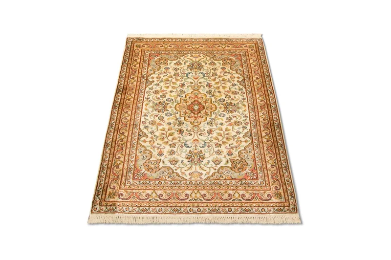 Kaschmir Seide Teppich 79x123cm - Orientteppich - beige
