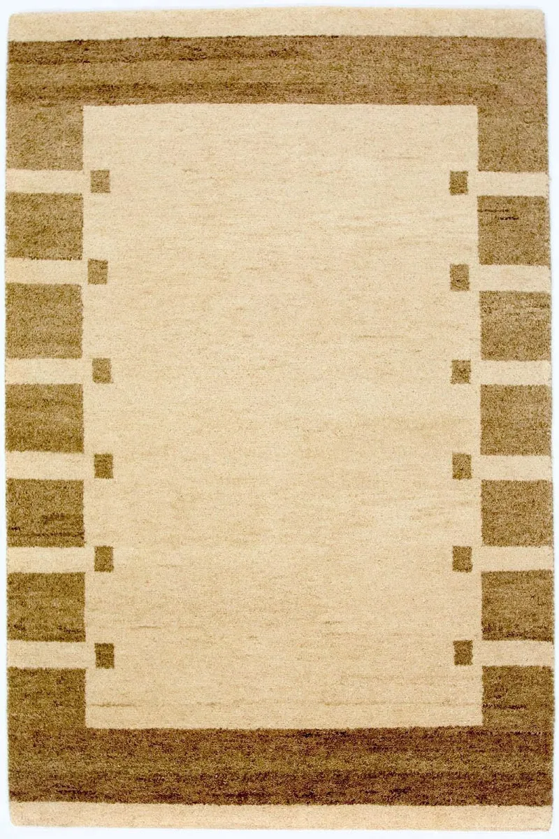 Gabbeh Teppich Indus 122x185cm - Wollteppich - beige