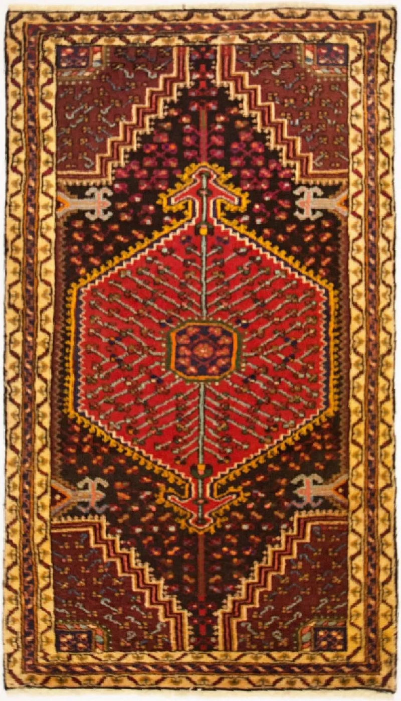 Hamadan Teppich 94x160cm - Perserteppich - blau