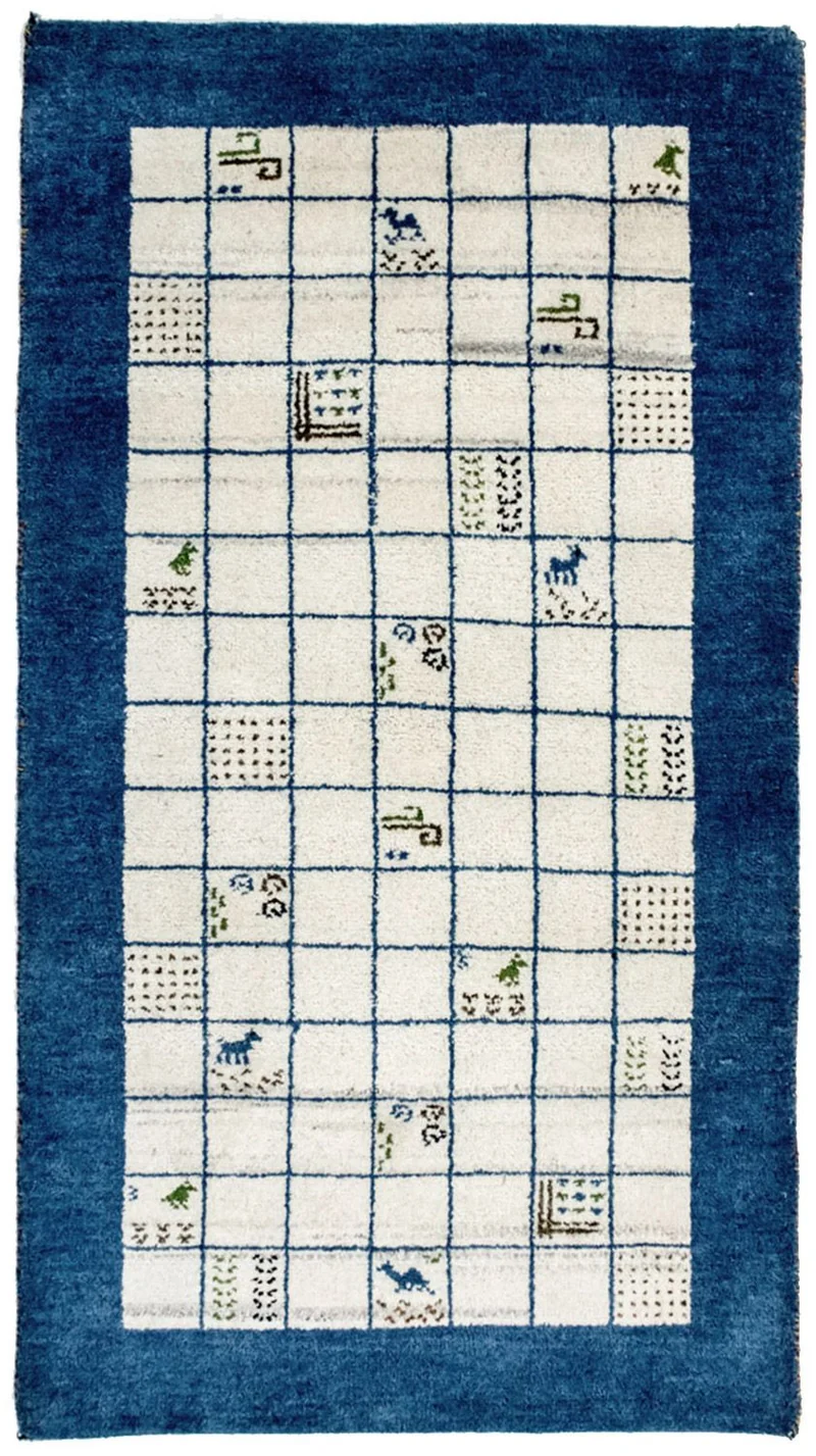 Gabbeh Teppich Indus 92x162cm - Wollteppich - beige
