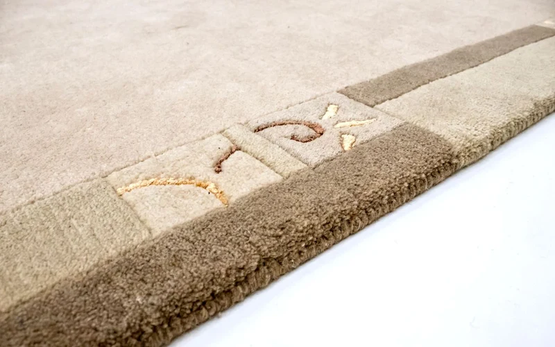 Nepal Teppich 121x191cm - Wollteppich - beige