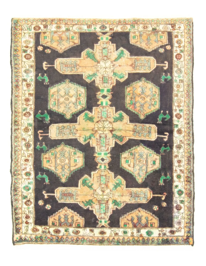 Hamadan Teppich 115x145cm - Perserteppich - blau