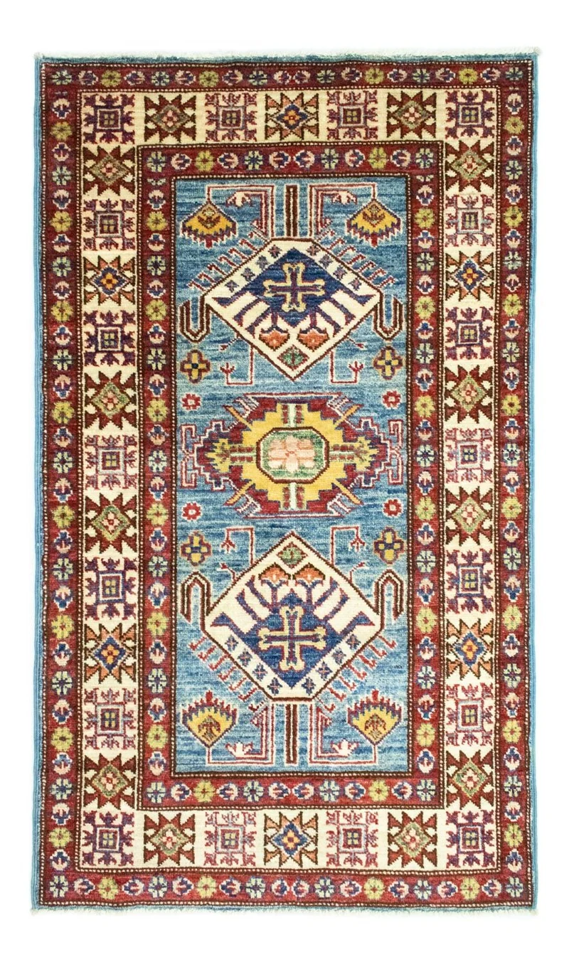 Kazak Teppich 75x130cm - Orientteppich - hellblau