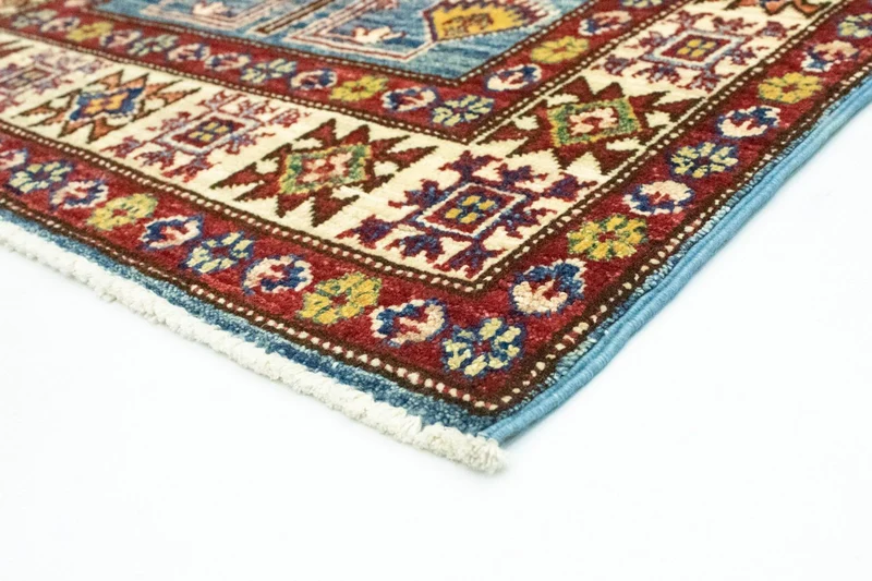 Kazak Teppich 75x130cm - Orientteppich - hellblau