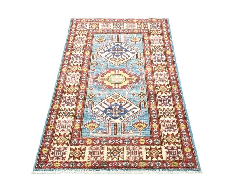 Kazak Teppich 75x130cm - Orientteppich - hellblau