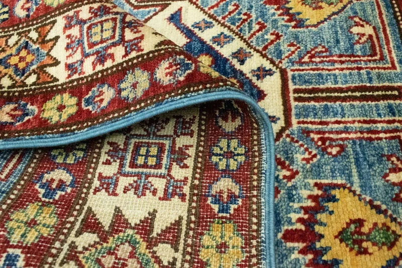 Kazak Teppich 79x132cm - Orientteppich - hellblau
