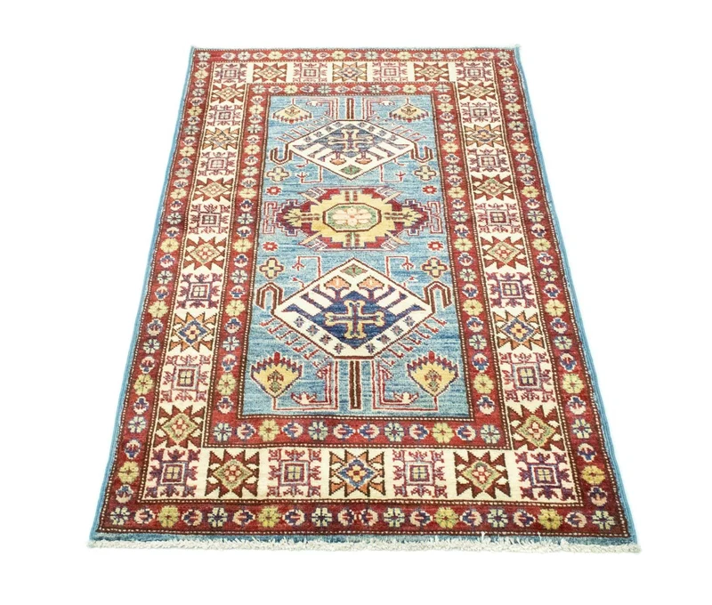 Kazak Teppich 79x132cm - Orientteppich - hellblau