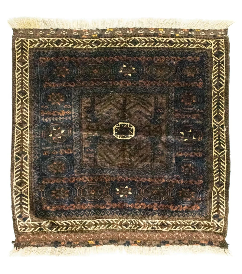 Afghan Teppich 80x80cm - Orientteppich - blau