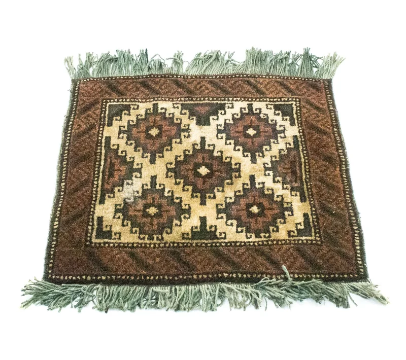 Afghan Teppich 41x47cm - Orientteppich - braun