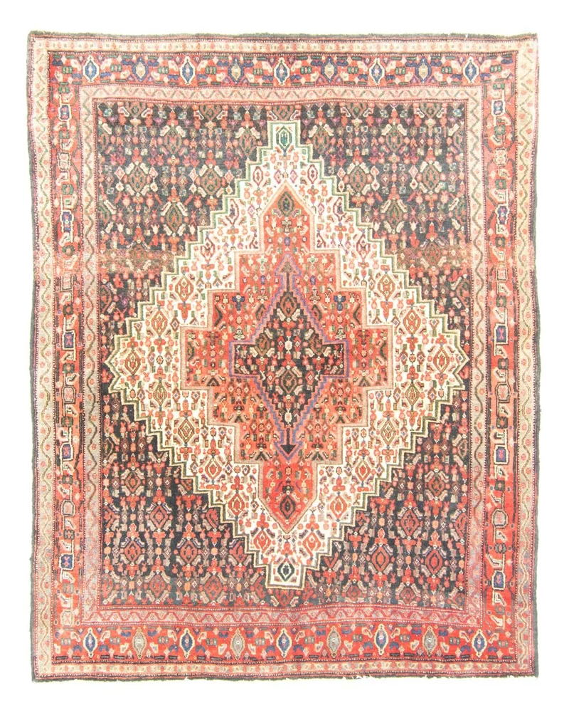 Senneh Teppich 126x155cm - Perserteppich - blau
