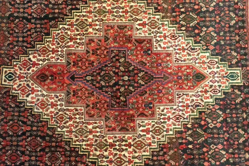 Senneh Teppich 126x155cm - Perserteppich - blau