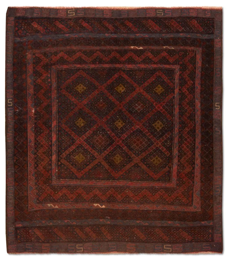Kelim Afghan Teppich 118x139cm - braun