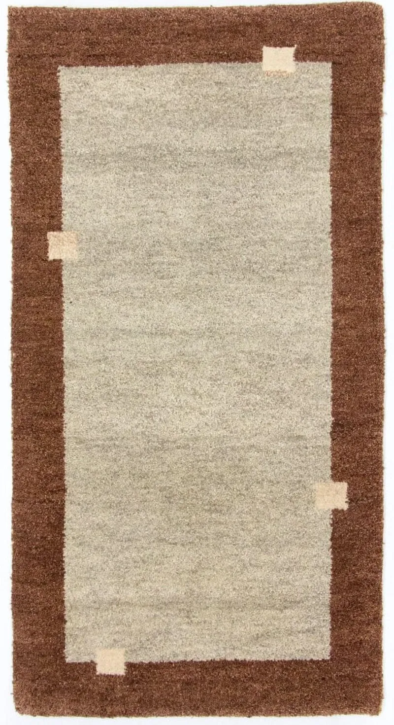 Gabbeh Teppich Indus 72x135cm - Wollteppich - beige