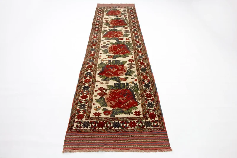 Kelim Afghan Teppich 82x370cm - beige