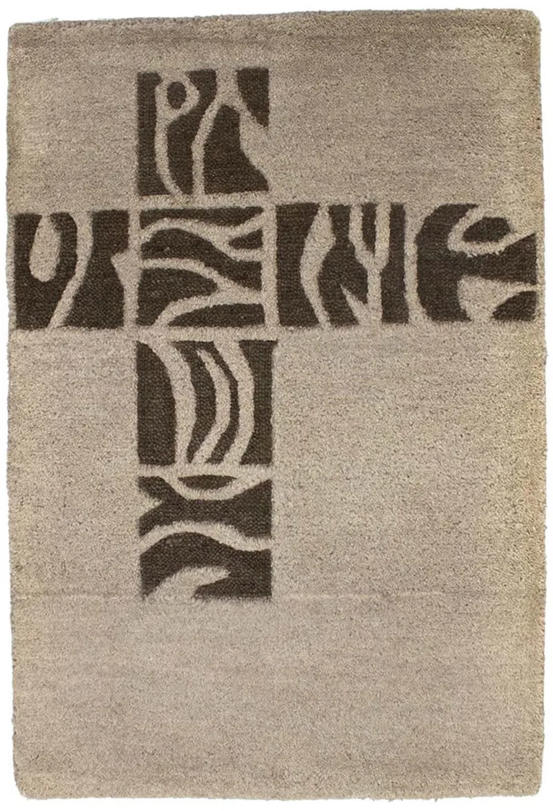 Gabbeh Teppich Indus 60x90cm - Wollteppich - grau