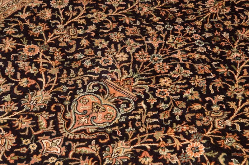 Kaschmir Seide Teppich 127x190cm - Orientteppich - dunkelblau