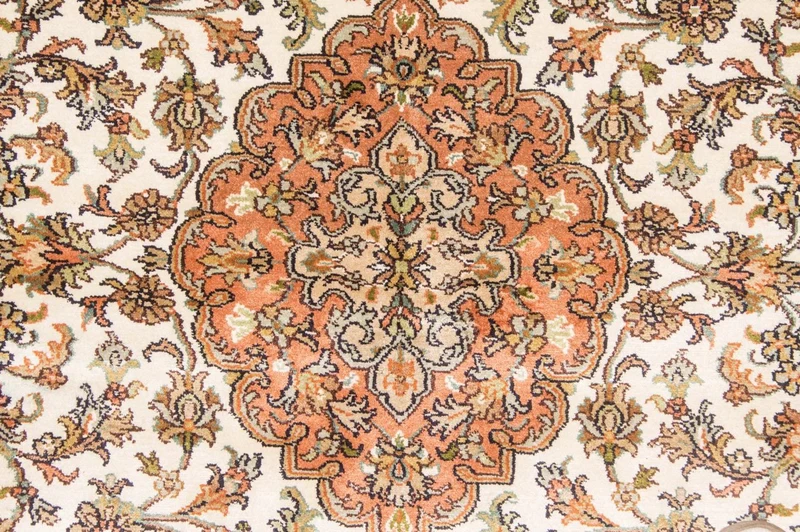 Kaschmir Seide Teppich 95x160cm - Orientteppich - beige