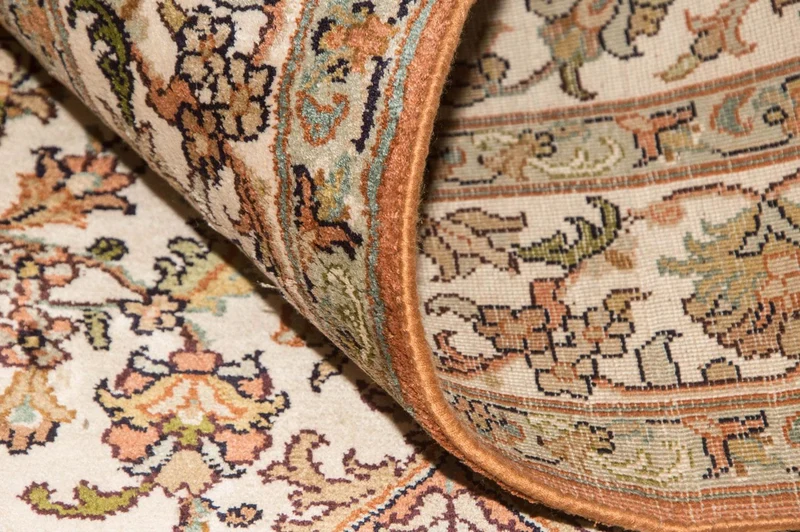 Kaschmir Seide Teppich 95x160cm - Orientteppich - beige