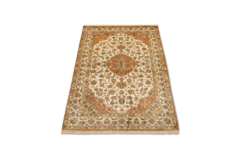 Kaschmir Seide Teppich 95x160cm - Orientteppich - beige