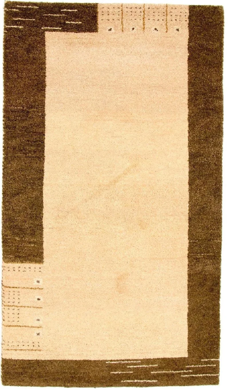 Gabbeh Teppich Indus 91x160cm - Wollteppich - beige