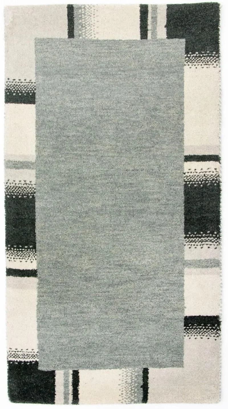 Gabbeh Teppich Indus 72x141cm - Wollteppich - silber